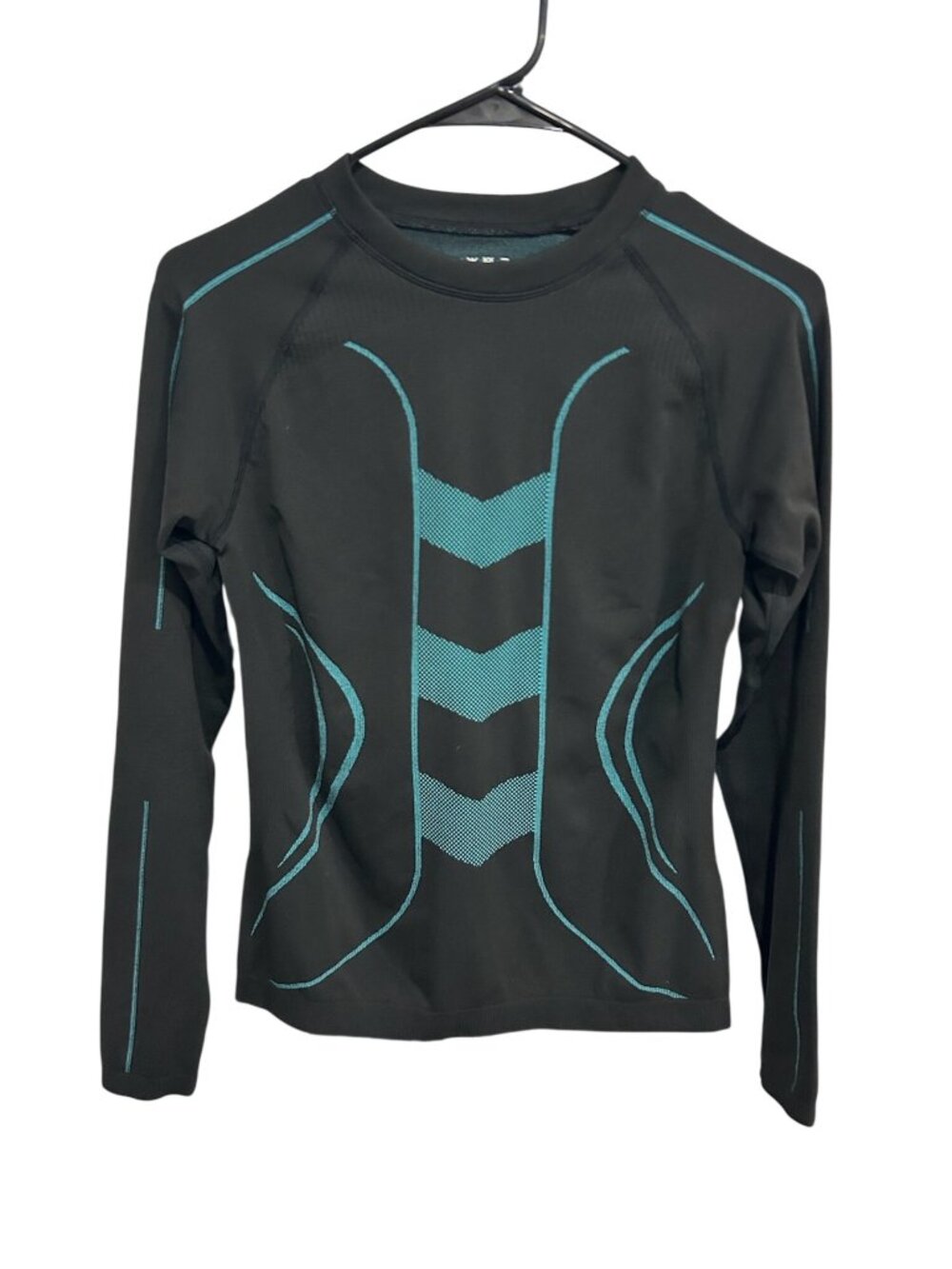 Black Teal Long Sleeve Large Compression Shirt Techwear Nomadcore Athleisure